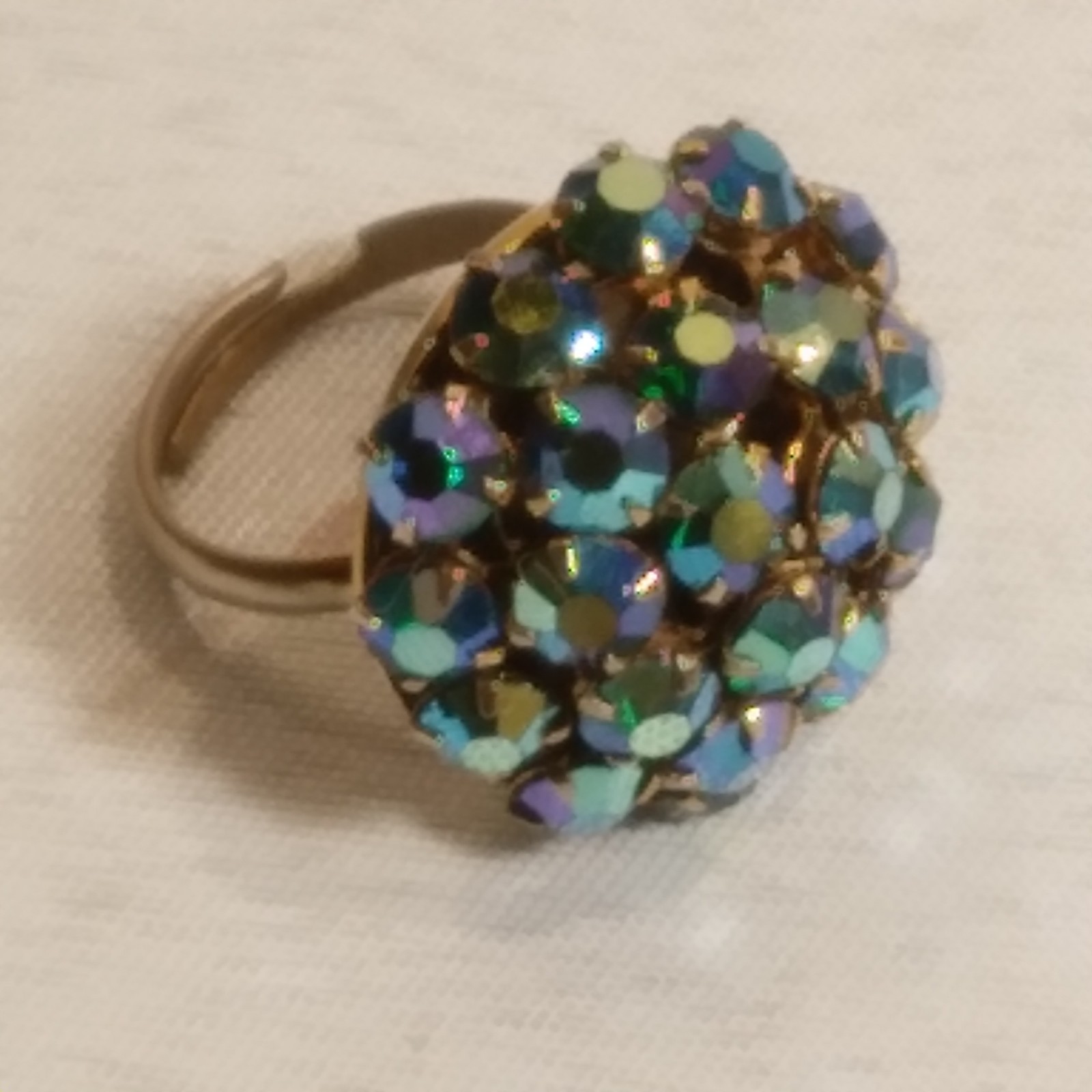 Adjustable Multicolored Crystal Dome Ring  Size 6 - image 3