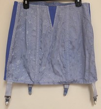 Vtg Blue Open Bottom Waist Cincher Girdle Shaper Garter Boning Sz 34 Style 6174