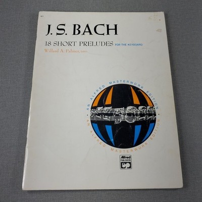 Bach Sheet Music 18 Short Preludes 1966 Illustrated Cover