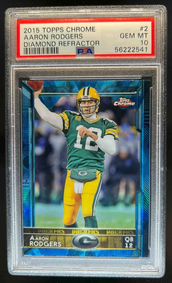 2015 Topps Chrome Aaron Rodgers Diamond Refractor #2 Packers PSA 10
