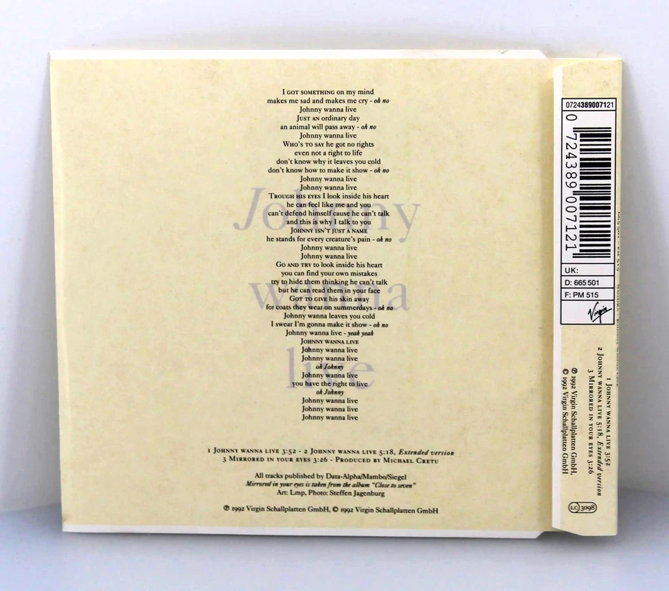 [CD Boitier Slim Single Maxi] Sandra Johnny Wanna Live - Photo 3/3