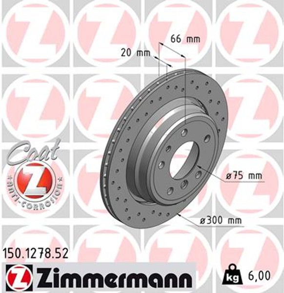 2X Bremsscheibe Sport Z Zimmermann 150.1278.52 FüR BMW E34 5Er Touring 540-image