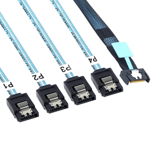 PCI-E Slimline Mini SAS 38P MCIO 4i SFF-8654 to 4X SATA Femal Extender cable - 第 6/8 張圖片