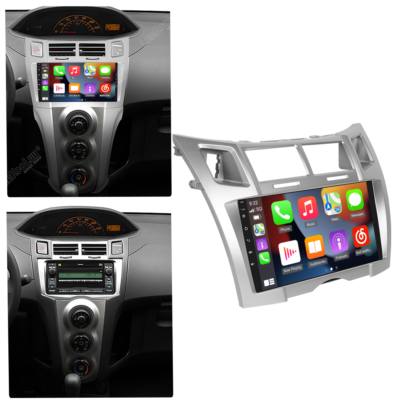 Hodozzy 2G 64G Radio para Toyota Yaris/Vizi 2005-2011 con Carplay Android Auto Mirror Link Inalámbrico, 9 Pulgadas Pantalla Táctil de GPS Bluetooth WiFi EQ/DSP FM/RDS Radio, Control del Volante