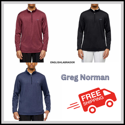 Greg Norman Men’S Active Quarter Zip Pullover, Lightweight, Blue, Black