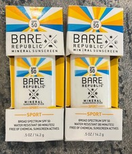 2 Packs Bare Republic Mineral Sunscreen Stick Sport SPF 50 0.5 oz READ