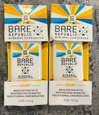 2 Packs Bare Republic Mineral Sunscreen Stick Sport SPF 50 0.5 oz READ