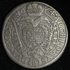 1664 Austria 15 Kreuzer Habsburg Leopold E396 T