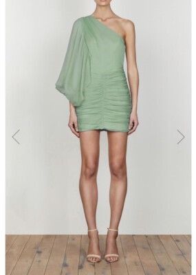 Shona Joy Desi One Shoulder Ruched Mini Dress Spearmint Green Wedding 8 NWT  $320 | eBay
