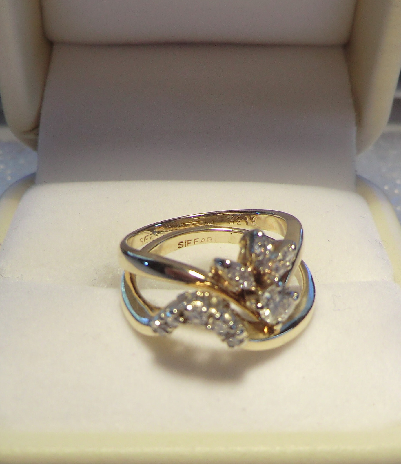 14K Yellow Gold Modern Vintage Diamond wedding set Siffari brand