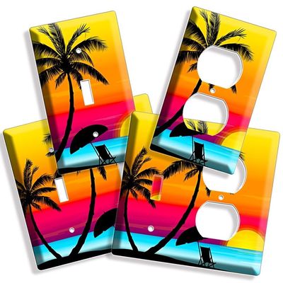 PARADISE ISLAND PALM BEACH SUNSET LIGHT SWITCH OUTLET WALL PLATE BEACH HOUSE ART