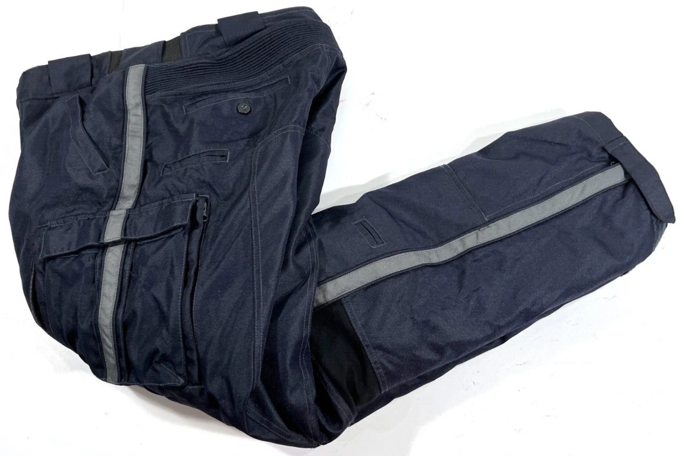 NWOT TOUR MASTER MENS LARGE FLEX LE MOTORCYCLE STREET PANTS 8705 NAVY W/ STRIPE