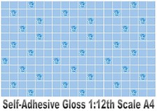 Dolls House Wallpaper Stick-on Self-Adhesive Gloss Blue Rose Tiles Landscape