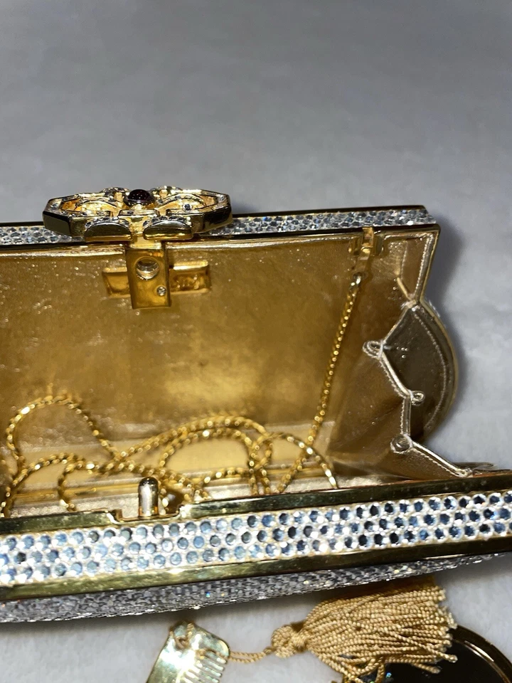 Cartera clutch vintage Judith Leiber dorada y cristal con todos los accesorios  Foto 3 de 4