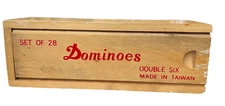 Dominoes Set  - Dominoes Double SIX  Set 28 Tiles in Wood Case