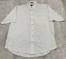 Arrow Shirt Men's XLT Beige Gray Check Short Sleeve Button Up Wrinkle Free 6052