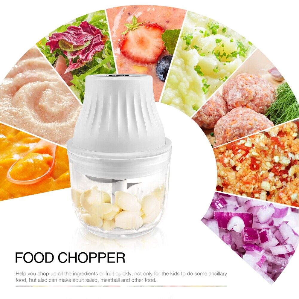 Mini Electric USB Glass Garlic Chopper Food Slicer & Chopper for Kitchen  300ML