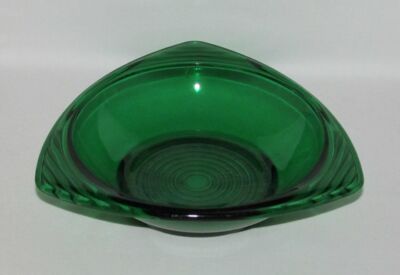 Anchor Hocking Glass FOREST GREEN Triangular Deco BonBon Dish