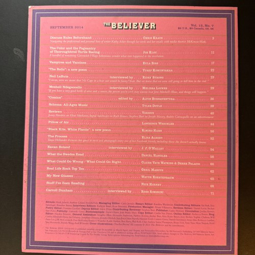 THE BELIEVER MAGAZINE - 6 ISSUES 2014- COMPLETE ISSUES MINT - Picture 13 of 15