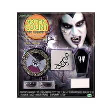 Gothic Count Makeup Kit Dracula Halloween Costume Tattoo Blood Caps Fang Vampire
