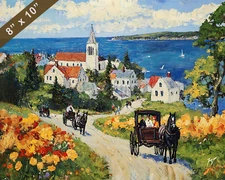 Mackinac Island with horse-drawn carriage oil painting 8x10 Print
