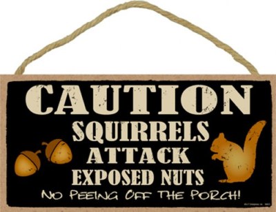Caution Squirrels Attack Exposed Nuts No Peeing Off The Porch 10''x5'' Sign 587