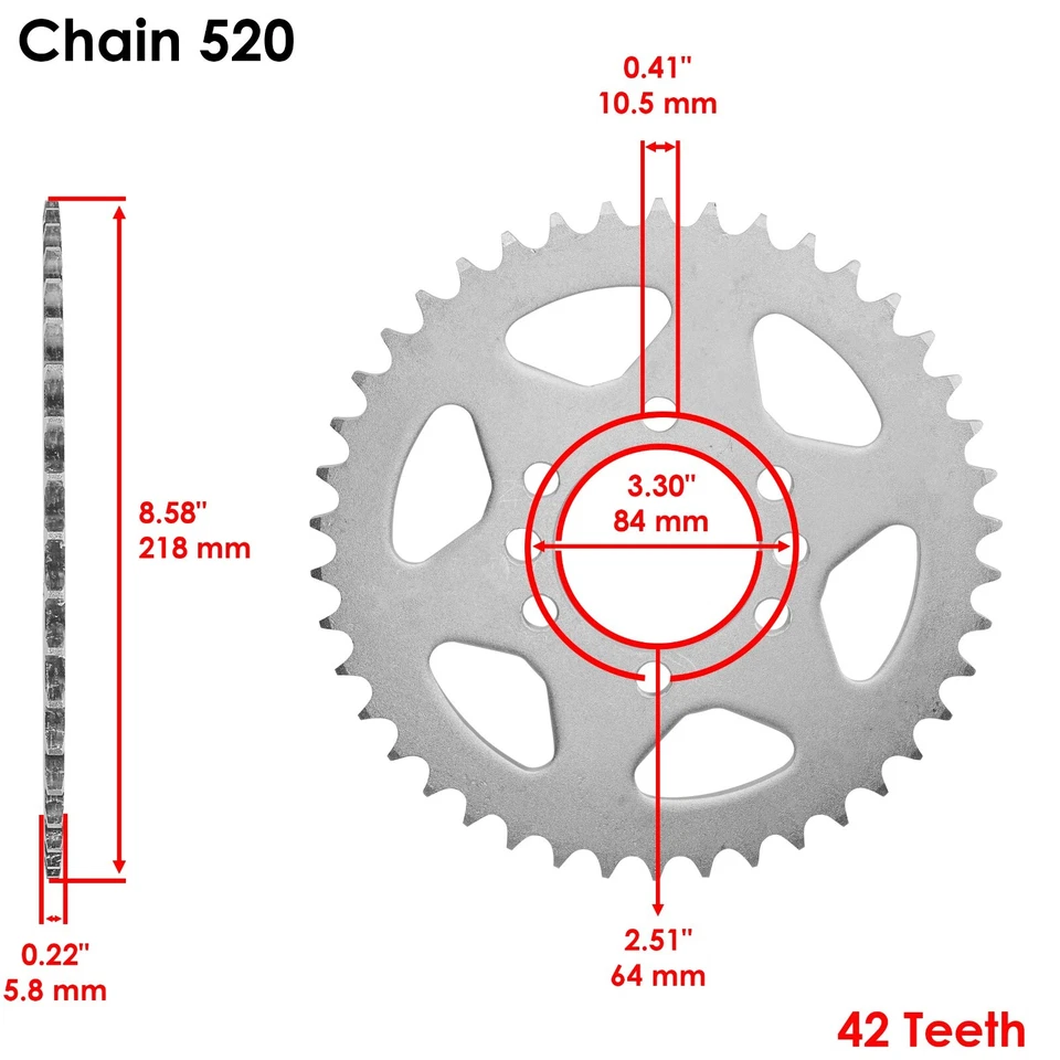Piñón de cadena de rueda trasera Caltric para Suzuki GS300L 1982 1983 1985 42 dientes Foto 2 de 4
