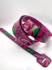 genuine leather guitar strap rose pattern handmade hand dyed hand painted rose