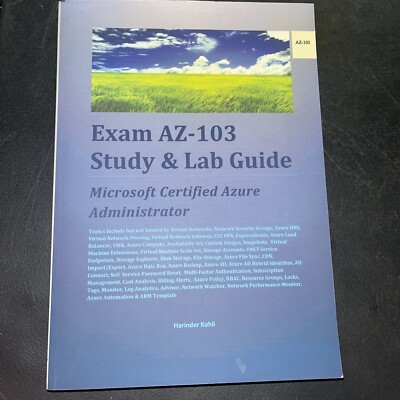 Microsoft Certified Azure Administrator Exam AZ 103 Study & Lab Guide Oct 20 NEW