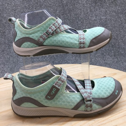 Ryka Shoes Womens 8 W Kailee Sporty ZStrap Mary Jane Sneakers Green Gray Fabric