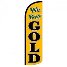 WE BUY GOLD Flag Only Sign Banner Windless Feather 3' Wide SUPER SWOOPER