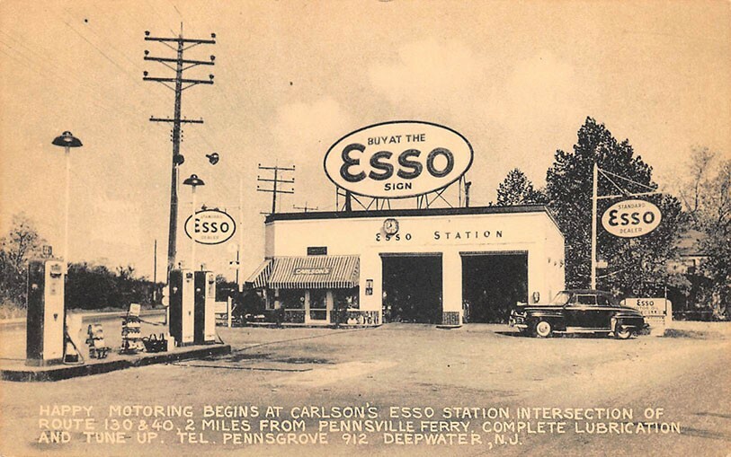 Deepwater NJ Esso Gas Station Old Car 