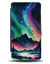 Colourful Northern Lights Flip Wallet Case Light Sky Colours Night Stars BR04