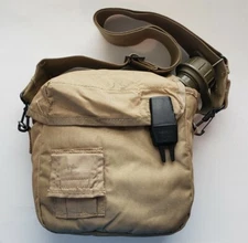 US Military 2 qt Collapsible Water Canteen with Cover Carrier Strap Khaki Used