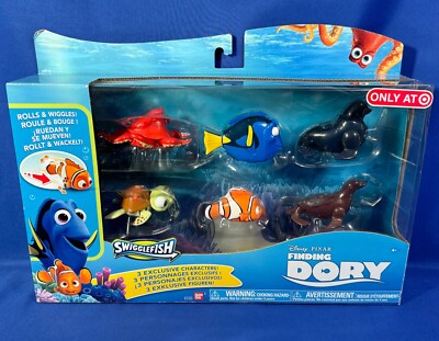 Pixar FINDING DORY SWIGGLEFISH 6Pk Character Figure Set SQUIRT Rudder FLUKE Nemo