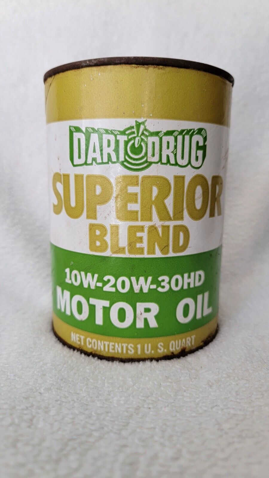 RARE Dart Drug Superior Blend Motor Oil Quart Oil Can Full Tin Service Station 