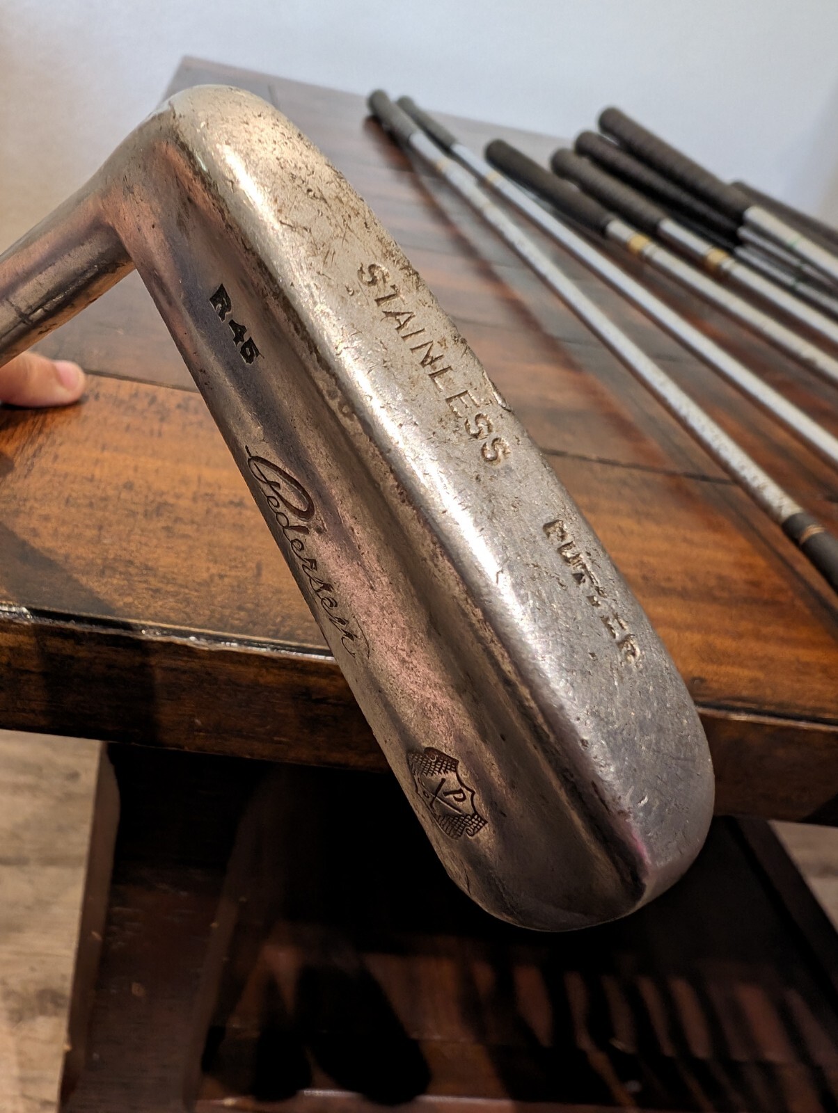 12 Vintage Pedersen Left Handed 3-9 Iron, 3&4 Wood,Chipper,Pitching Wedge,Putter