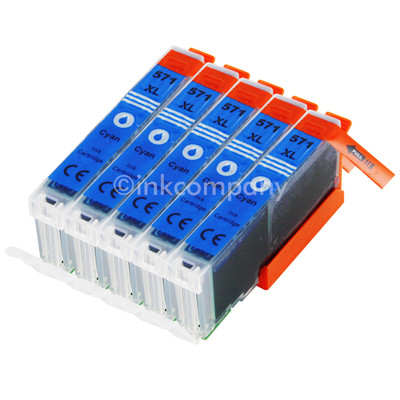 5 Patronen CLI571 XL cyan für den Pixma MG5750 M6850 TS5050 TS6050 TS8050 TS9050