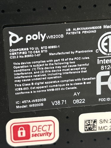 Plantronics Poly Savi W8220T Stereo Wireless Headset W8200B Base Complete Unit - Photo 11/24