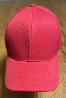 Red Acrylic Baseball Cap - No Logo, Adjustable Strap Back