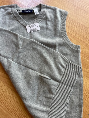 $26 Boys Childrens Place Gray Cotton Vest Knit V-Neck size L (10/12) NEW - Picture 5 of 5
