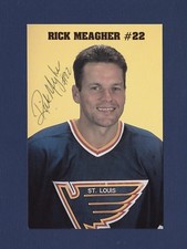 Rick Meagher signed St. Louis Blues team issued hockey postcard