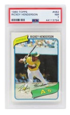 Rickey Henderson (Oakland A's) 1980 Topps Baseball #482 RC Card - PSA 7 NM (I)