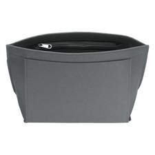 Purse Organizer Insert, Medium Felt Handbag Organizer with Zipper, Light Gray