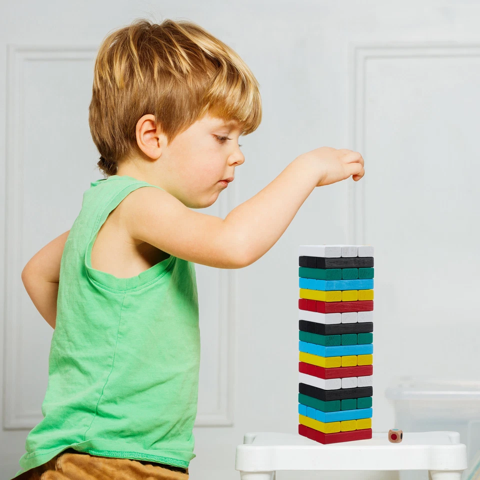 Wackelturm Turmspiel Holz Geschicklichkeitsturm 54 Klötze Mehrfarbig bunt - Bild 2 von 4