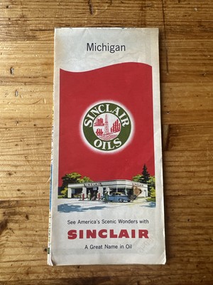 Vintage 1957 Sinclair Michigan Road Map In Great Condition 
