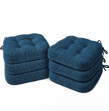 6 Pack Dining Chair Cushions Kitchen Chair Pads W/ Ties Tufted 16.5"x16.5"x3.5"
