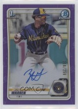 2020 Bowman Draft Chrome Picks Purple Refractor 16/250 Zavier Warren Auto p7m