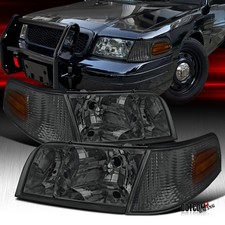Smoke Headlightscorner Turn Signal Lamps Fit 1998-2011 Ford Crown Victoria 4pc Smoke Headlightscorner Turn Signal Lamps Fit 1998-2011 Ford Crown Victoria 4pc