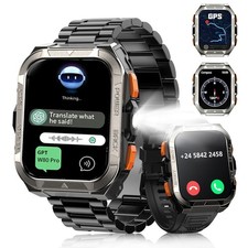 Military Grade Smart Watch Men With GPS LED Flashlight Tactical Fitness Tracker